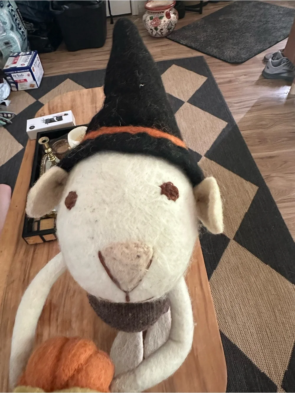 Handmade Gry&Sif wool harvest Witch Mouse pumpkin brown knit clothes NWT 2 feet